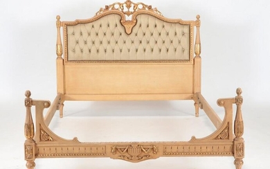 CARVED FULL SIZE BED HEADBOARD FOOTBOARD 1950