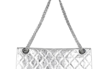 CHANEL - a metallic silver quilted 2.55 Reissue Flap