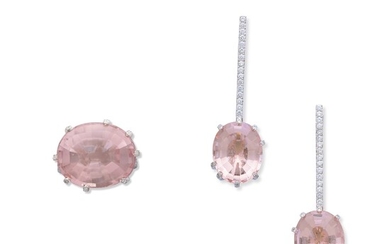 CHAUMET MORGANITE AND DIAMOND EARRING AND RING 'ATTRAPE-MOI' SET