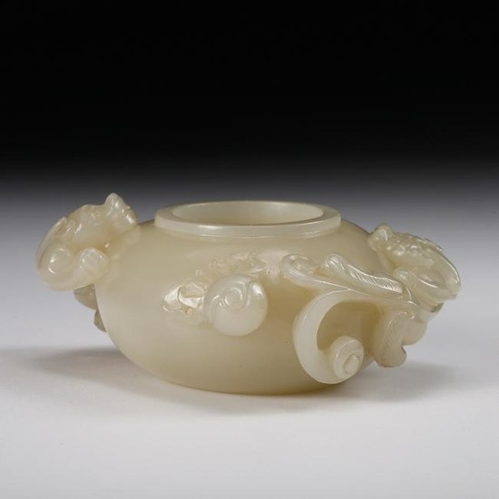 CHINESE WHITE JADE CARVED WATER COUPE