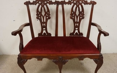 CHIPPENDALE STYLE DOUBLE BACK SETTEE
