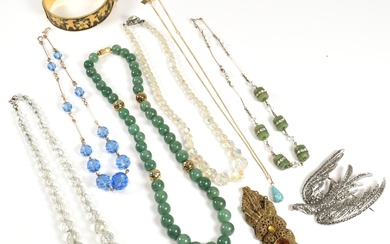 COLLECTION OF COSTUME JEWELLERY INCLUDING BEADED NECKLACES & SARAH COVENTRY