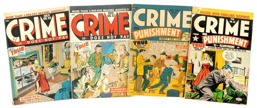 CRIME COMICS: Lot of 4 Lev Gleason Mags * SOTI * Crime