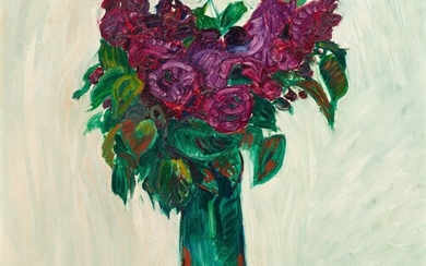 CUNO AMIET(Soleure 1868-1961 Oschwand)Roses dans un vase. 1910.Huile sur toile.Monogrammé et daté en bas à...