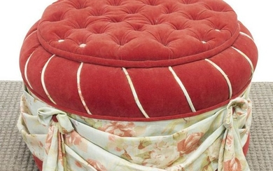 CUSTOM UPHOLSTERED BUTTON-TUFTED OTTOMAN