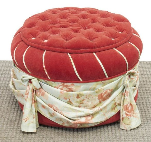 CUSTOM UPHOLSTERED BUTTON-TUFTED OTTOMAN