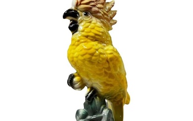California Pottery Ceramic Tropical Cockatoo on Branch Statue