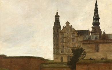 Carl Holsøe: View from Kronborg Castle in Elsinore. Signed C. Holsøe. Oil on canvas. 70×86 cm.