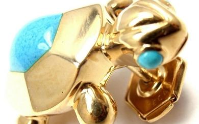 Cartier 18k Yellow Gold Turquoise Turtle Tie Lapel Pin
