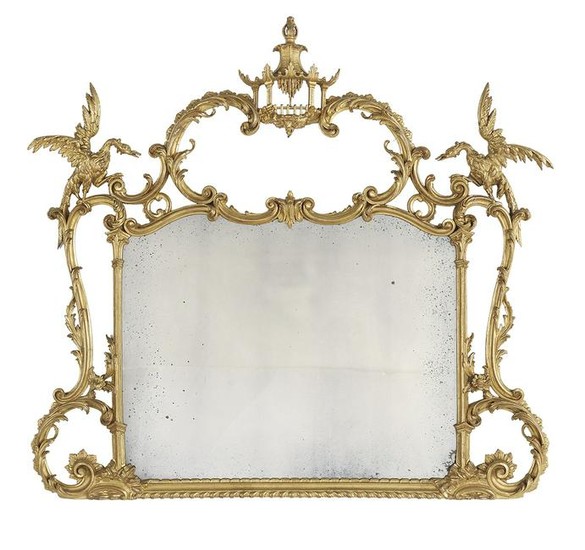 Carved Giltwood Overmantel Mirror