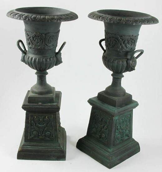 Cast Iron Garden Urns on Pedestals