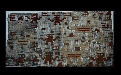 Chancay Culture Cotton Gauze Lace. Woven Head-Cloth. Spanish export licence - 113 cm
