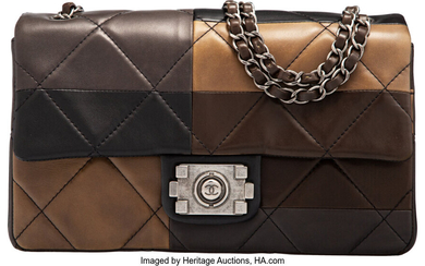 Chanel Brown, Black, & Gray Lambskin Leather Patchwork Flap...