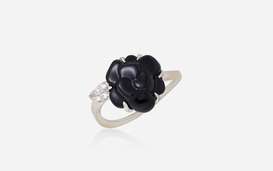Chanel 'Camélia' black onyx, diamond, and white gold ring