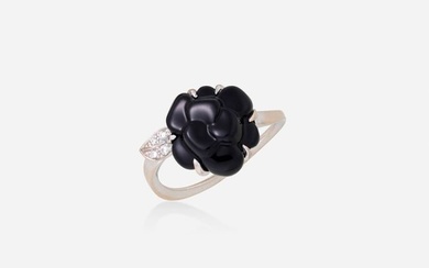 Chanel, 'Camelia' black onyx, diamond, and white gold ring