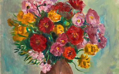 Charles CAMOIN 1879 - 1965 Fleurs au pot de grès rose - 1928