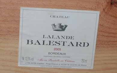 Château Lalande Balestard 2005, Bordeaux (twelve bottles)
