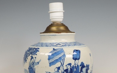 China, blue and white porcelain vase mounted as a lamp, 19th century