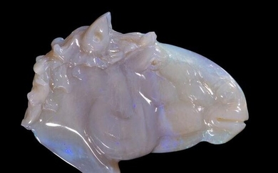 Chinese 242ct Opal Sculpture of Horse's Head