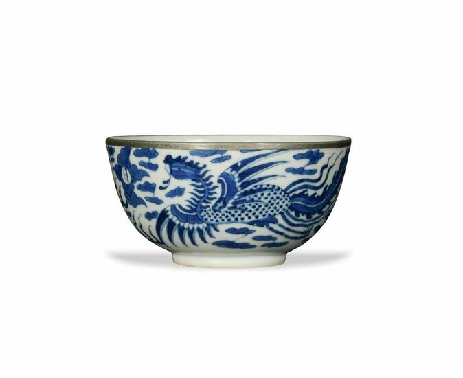 Chinese Blue and White Dragon Bowl, 19th Century