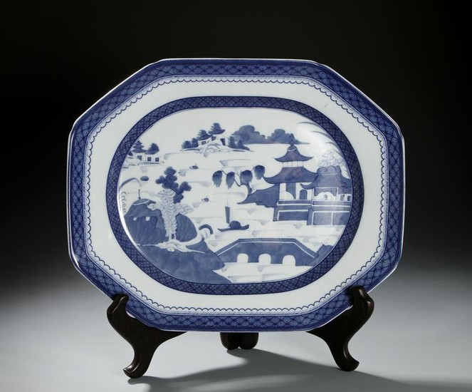 Chinese Blue and White Octagonal Dish