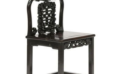 Chinese Carved Hardwood Side Chair