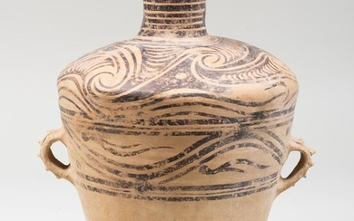 Chinese Painted Pottery Urn with Lug Handles