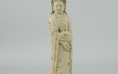 Chinese carved elephant invory figure of Guanyin