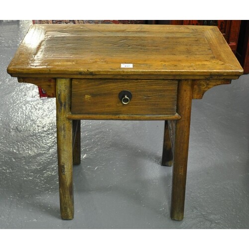 Chinese small altar table with cleated top over single drawe...