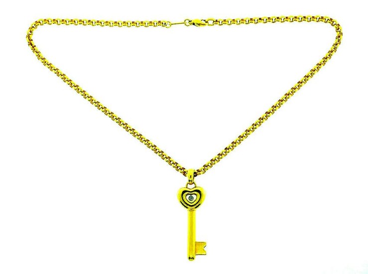 Chopard 18k Yellow Gold Key Pendant Chain Necklace