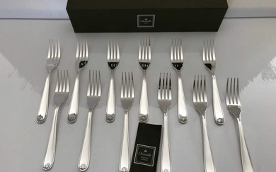 Christofle Ensemble de 12 fourchettes à poisson modèle Marot Berain - Fork - Silverplate