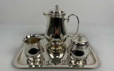 Christofle Paris / France - Coffee and tea service - Modell " Albi " / 4 Teile - unbenutzt - Silver-plated