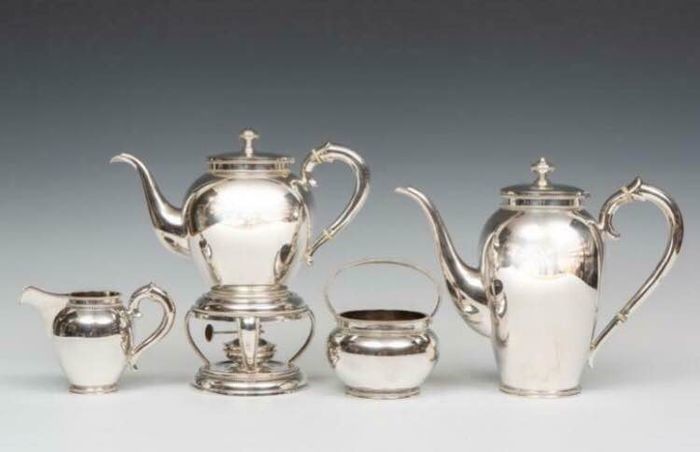 Coffee and tea service (5) - .835 silver - Europe - Second half 20th century