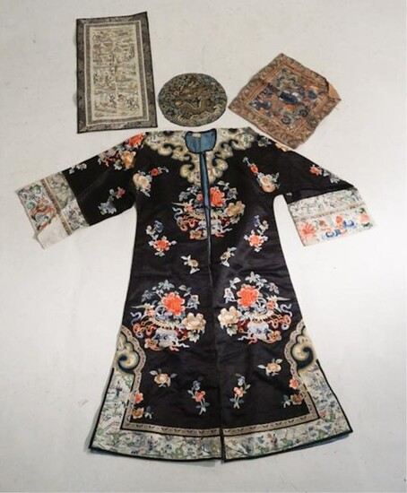 Collection Antique Chinese Needlework Silk Pieces