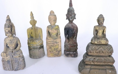 Collection of Vintage Wooden Buddhas