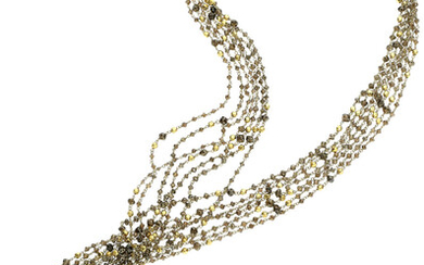 Colored Diamond, Gold Necklace Stones: Faceted colored diamond beads...