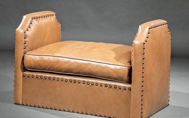 Contemporary Leather "Window" Bench