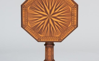 Continental Mahogany, Walnut and Fruitwood Parquetry Tilt-Top Octagonal Table