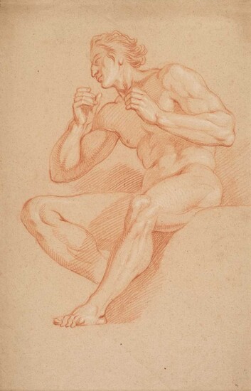 Continental School. Academy study of a standing male nude