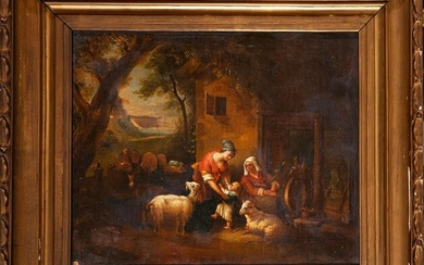DUTCH SCHOOL 18th century "The Farmers" Oil on canvas. Measurements: 36 x 45 cm. Exit: 375uros. (62.395 Ptas.)