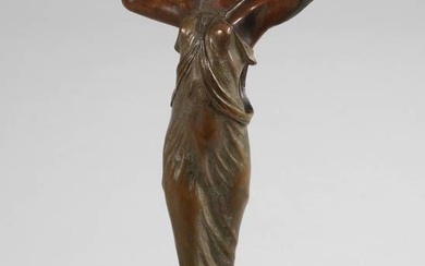Danseuse Art Nouveau vers 1915, non signée, bronze polychrome, en partie patiné à froid, jeune...
