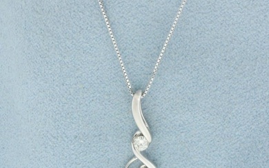 Designer Sirena Diamond Pendant on Box Link Chain Necklace in 14k White Gold