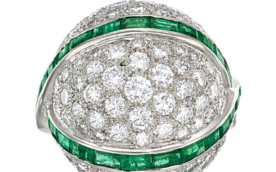 Diamond, Emerald, Platinum Ring Stones: Full and single-cut diamonds...