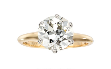 Diamond, Gold, Palladium Ring Stones: European-cut diamond weighing 2.36...
