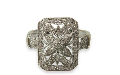 Diamond and 14k White Gold Filigree Ring