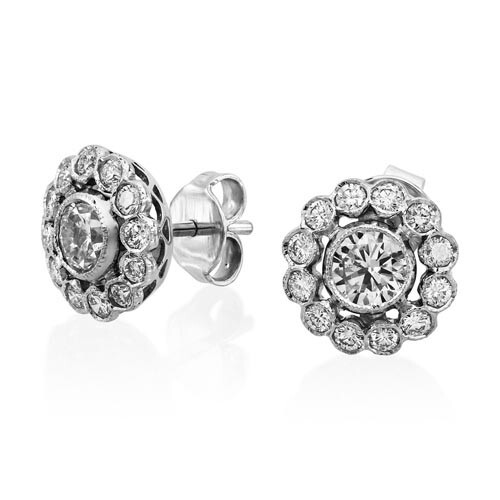 Diamond earrings set with 1.67ct. diamonds. These Diamond Ha...