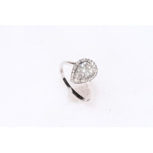Diamond pear shaped cluster and 18 carat white gold ring, se...