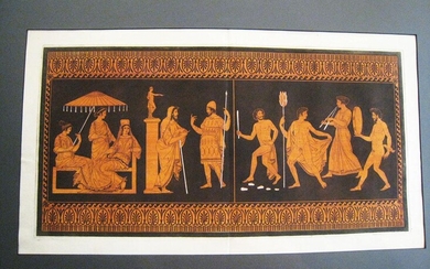 Dionisiac procession with Dionysius ,Sileni and Maenad and tragic scene with subject uncertain