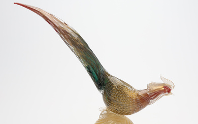ERCOLE BAROVIER. In the manner of. A GLASS FIGURINE IN THE SHAPE OF A PHEASANT, MURANO, ITALY, 1950/60'S.