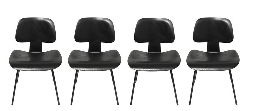 Eames for Herman Miller Black DCW Chairs, 4